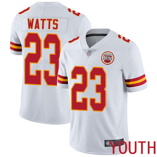 Youth Kansas City Chiefs #23 Watts Armani White Vapor Untouchable Limited Player Football Nike NFL Jersey